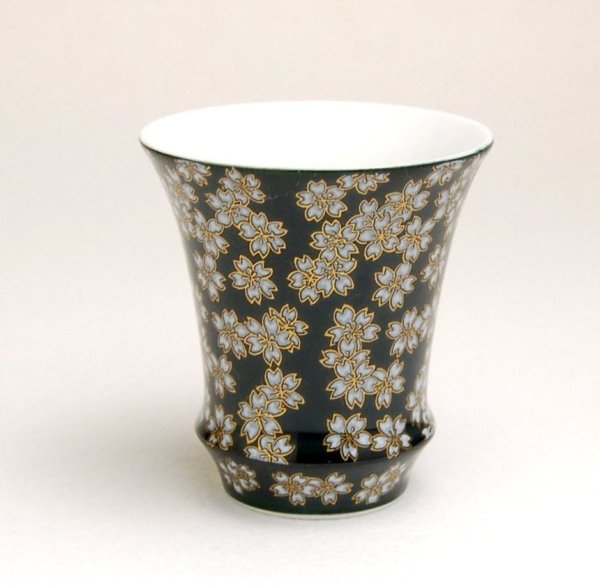 画像1: 【有田焼匠の蔵】SAKE GLASS　夜桜（反） (1)