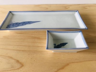画像1: 笹の葉焼魚長角皿◆アウトレット◆