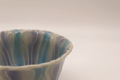 画像1: 二彩ぼかし花型鉢 / 紫青◆アウトレット◆