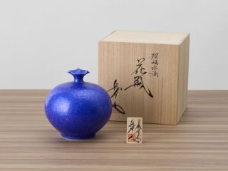 辰砂富士山花瓶 / 真右エ門窯馬場九洲夫作（木箱・木札 付）